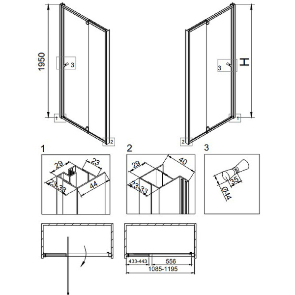 Душевая дверь Veconi Vianno VN-32, (110x195) VN32-110-01-C5