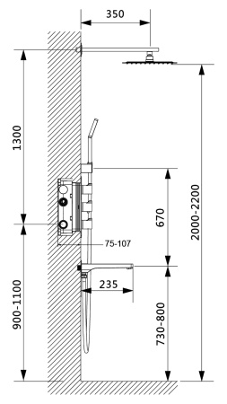 Душевая система встроенная с термостатом Timo Petruma черный SX-5149/03SM