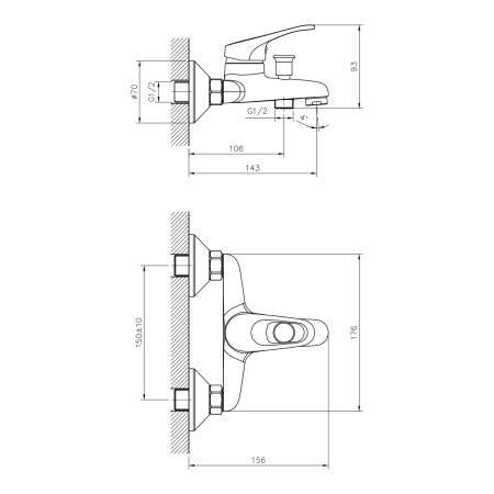 Смеситель для ванны DECOROOM DR21 DR21035