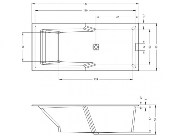 Ванна акриловая Riho Still Shower LED (180x80) B103003005 Ванна акриловая Riho Still Shower LED (180x80) B103003005