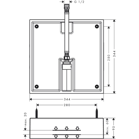 Скрытая часть верхнего душа Hansgrohe Raindance E 26254180
