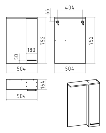 Зеркало-шкаф (50х75) Misty Крафт 50 правый П-Кра-02050-011П