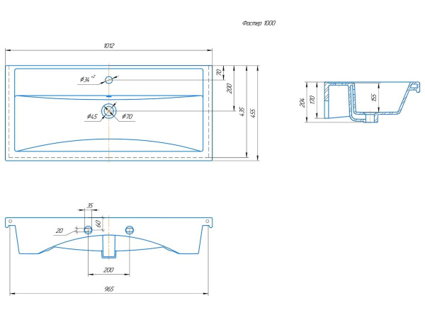 Раковина встраиваемая Onika Фостер 100 4640021065204