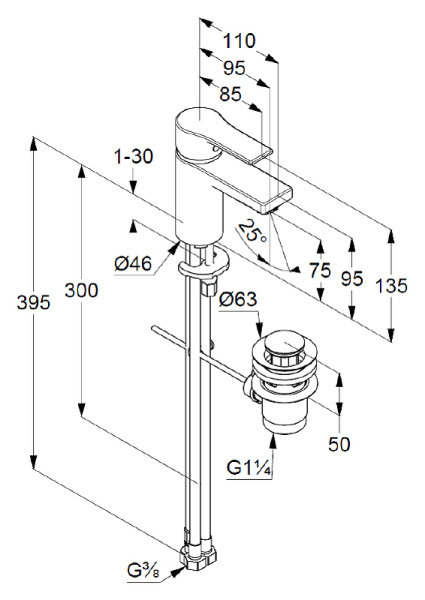 Смеситель для раковины Kludi Zenta SL 482770565