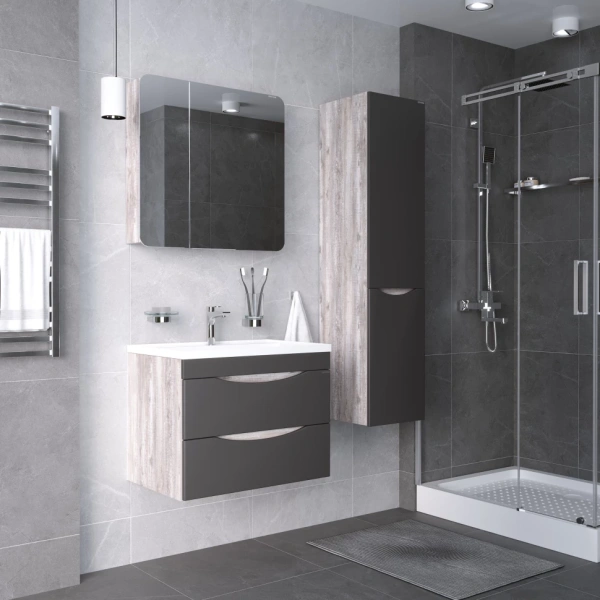 Зеркало-шкаф (82х77) Grossman Талис 208009 левый, бетон пайн