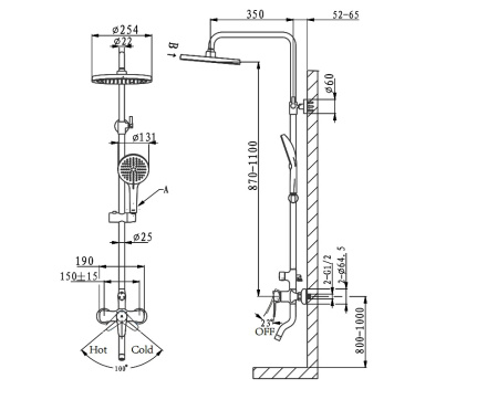 Душевая система с изливом Arrow AG3307CP-1 хром