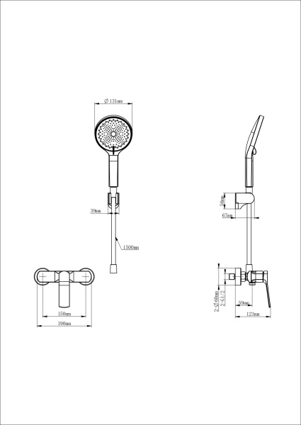 Смеситель для душа WONZON & WOGHAND, белый матовый WW-B2585-MW Смеситель для душа WONZON & WOGHAND, белый матовый WW-B2585-MW
