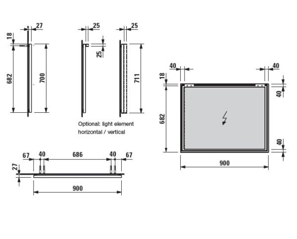 Светильник Laufen Frame25 4.4750.1.900.007.1