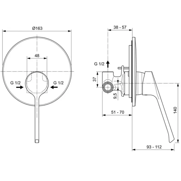 Смеситель для душа Ideal Standard BASE A6727AA, хром