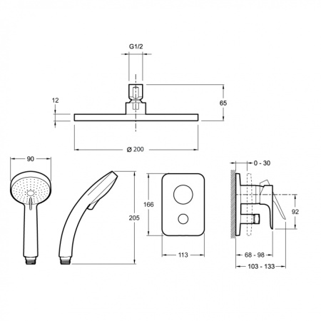 Душевой комплект Jacob Delafon Modulo E30759-CP