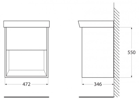 База под раковину подвесная BelBagno NEON-500-1C-SO-RS Rovere Scuro