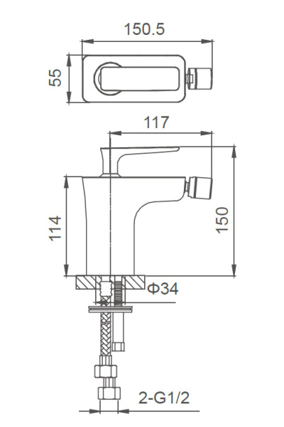 Смеситель для биде WONZON & WOGHAND SHARK, хром WW-485001-CR