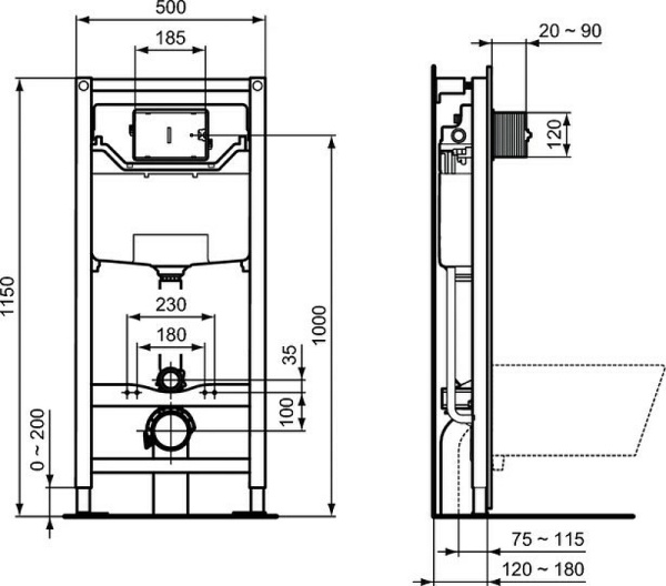 Комплект инсталляция + унитаз Ideal Standard Connect AquaBlade E212701 Комплект инсталляция + унитаз Ideal Standard Connect AquaBlade E212701
