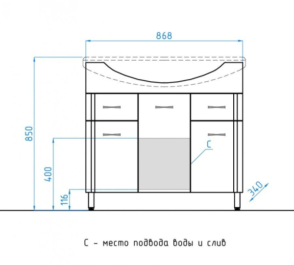 Тумба под раковину напольная Style Line Эко Стандарт 90 ЛС-00000110 белый