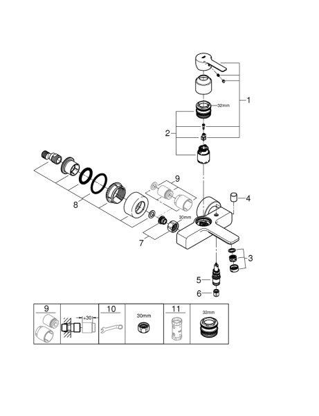 Смеситель однорычажный для ванны GROHE Lineare New 33849 AL1 (33849AL1) темный графит матовый