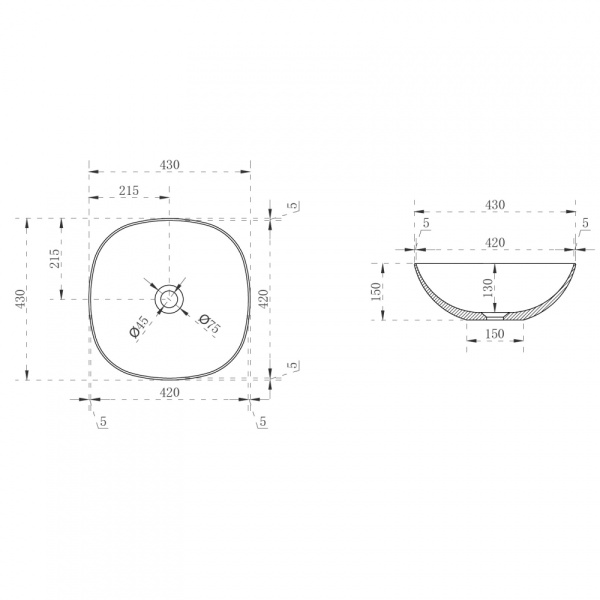Раковина накладная прозрачная ABBER Kristall AT2806Opal коричневая