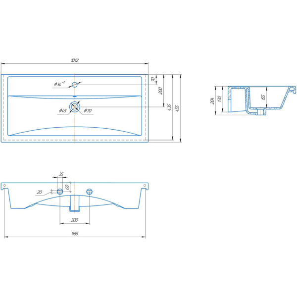 Раковина (101,2х45,5) Corozo Фостер 100 SD-00000932