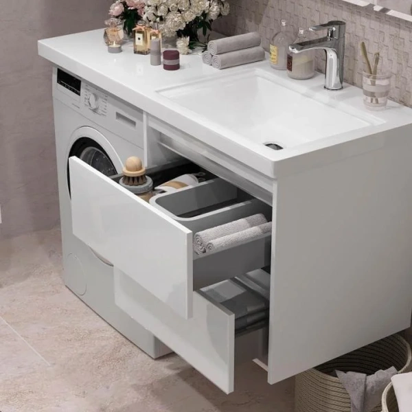 Тумба под стиральную машину Opadiris Фреш 56 00-00007084 белый/белый (без раковины)