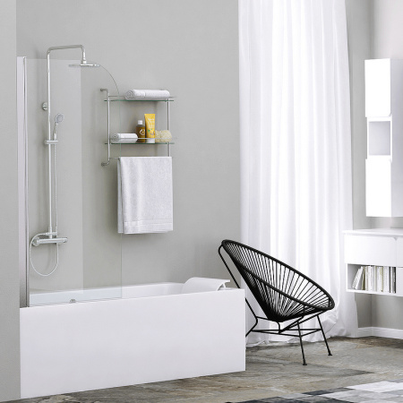 Стеклянная шторка на ванну (80х140) WasserKRAFT Leine 35P01-80