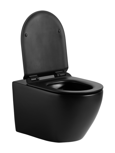 Унитаз подвесной безободковый Agger AT03144  сиденье с микролифтом, черный