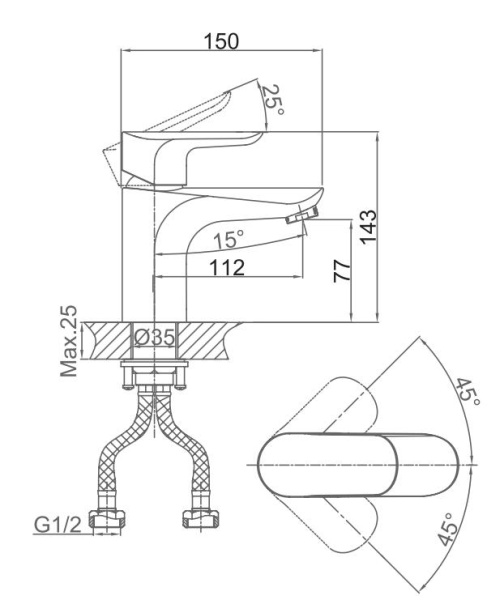 Смеситель для раковины D&K Venice Baciano (DA1032101)