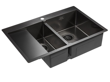 Кухонная мойка Paulmark Union PM537851-GMR вороненая сталь правая