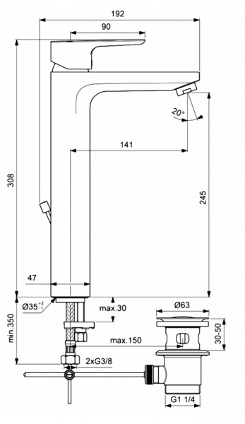 Смеситель для раковины Ideal Standard Ceraplan III Slim BC561AA