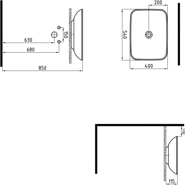 Раковина накладная (54х45) Bien Harmony HRLG05401FD0W5000