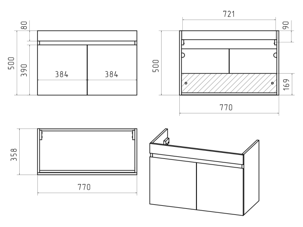 Тумба под раковину Misty Ронда 80  П-Рон-01080-0521