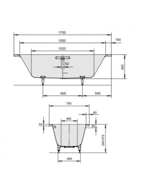 Стальная ванна (170х75) Kaldewei Puro Duo 266300010001
