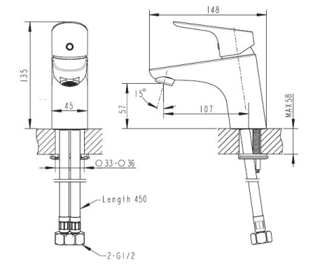 Смеситель для раковины Bravat Drop, черный F14898BM-1