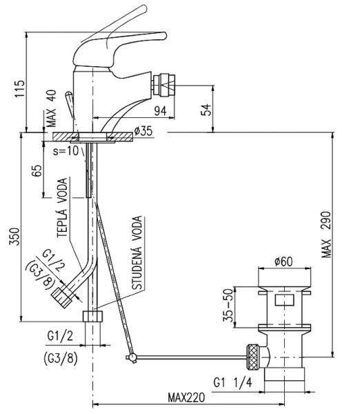 Смеситель для биде Rav Slezak Sazava SA045.5