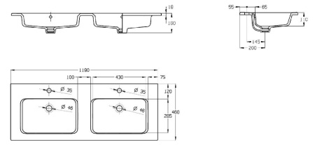 Раковина полувстраиваемая двойная (120х46) Roca The Gap  3279A0000