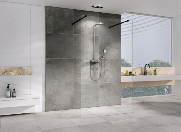 Душевая перегородка (120х200) ABBER Immer Offen AG68120B8 черный