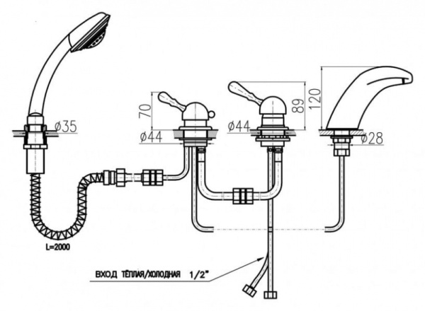 Смеситель на борт Rav COBRA