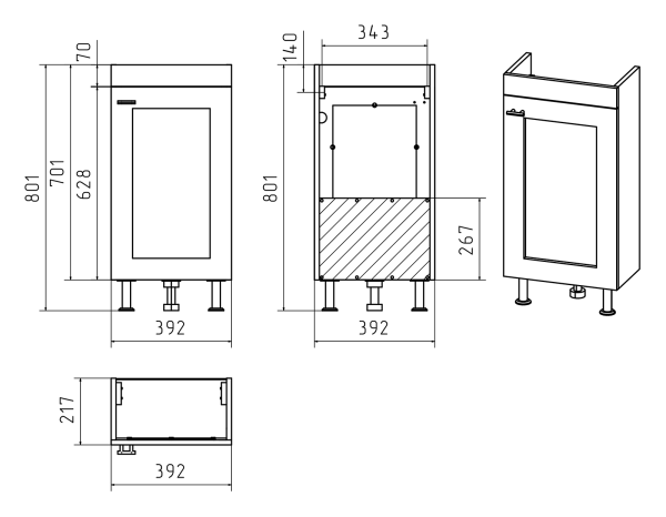 Тумба под раковину Misty Урал 40 Э-Ура-01040-021Н
