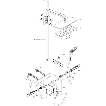 Душевая система с термостатом для ванны Hansgrohe Raindance Select E 360 Showerpipe 1jet 27113000 хром 