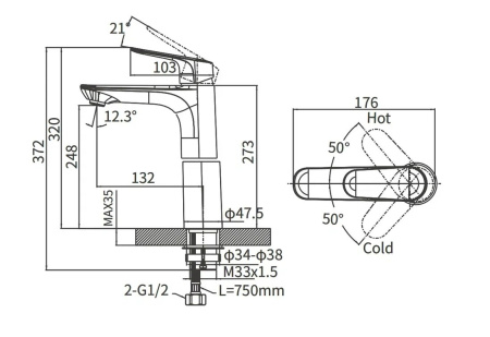 Смеситель для раковины Arrow AG4139CP хром