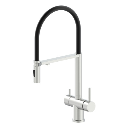 Кухонный смеситель с гибким изливом Oliveeka OL-458009-BN, никель матовый