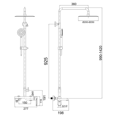 Душевая система с изливом Melana Paola F610605