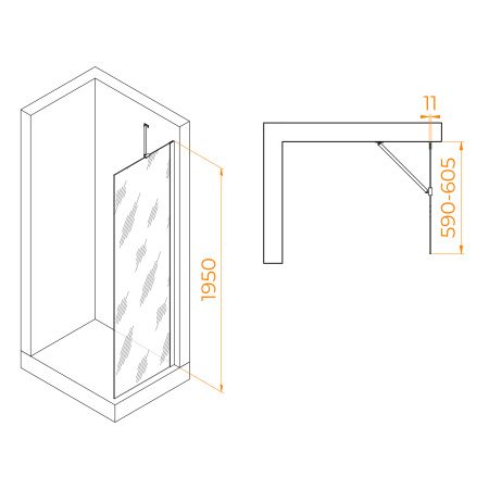 Душевая перегородка 60 см RGW WA-102 Walk In 351010206-21 матовое