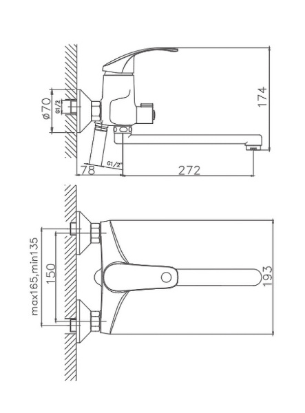 Смеситель для ванны Cron CN2221 Смеситель для ванны Cron CN2221