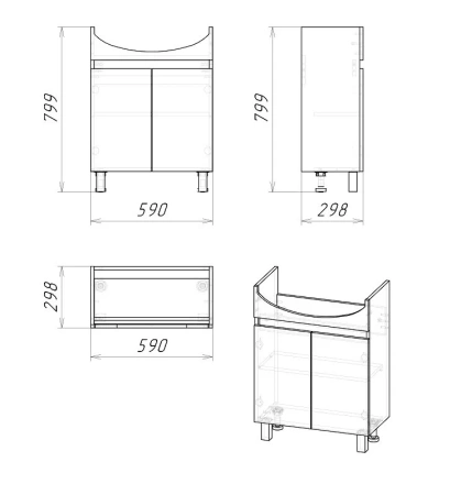 Тумба напольная Grossman ПОЛО-60 см 106011-1 дуб сонома/белая