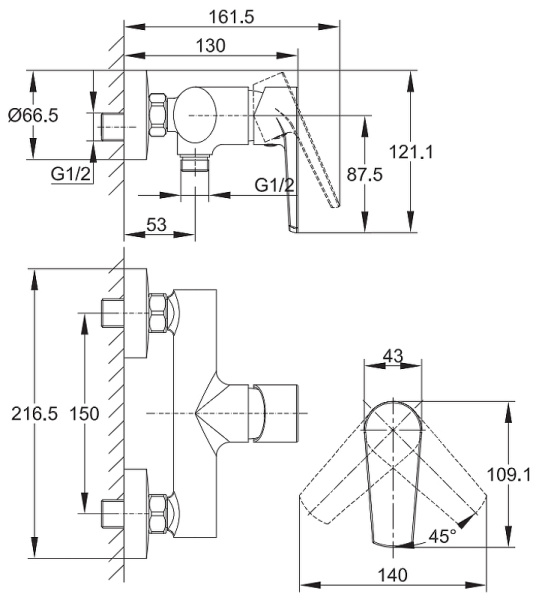 Смеситель для душа Cersanit Moduo 64099 Смеситель для душа Cersanit Moduo 64099