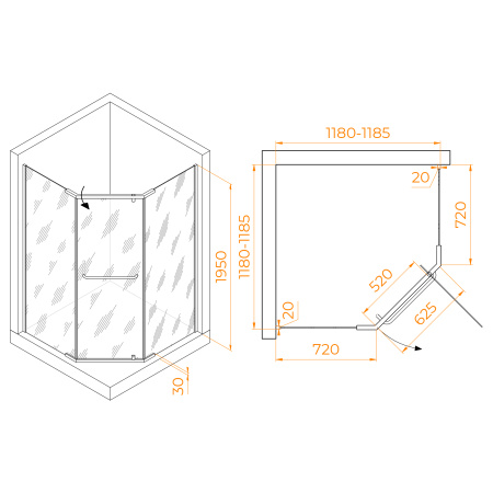 Душевой уголок (120х120) RGW Passage PA-081 35088122-11 прозрачное