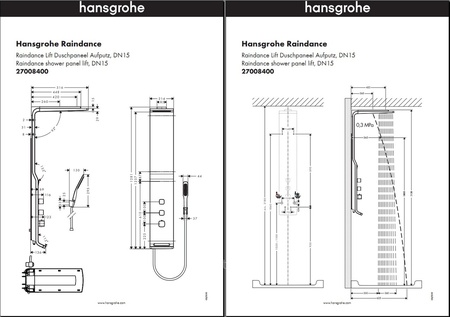 Душевая панель с термостатом Hansgrohe Raindance Lift 180 2jet 27008400 белый/хром