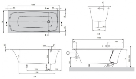 Ванна квариловая Villeroy & Boch My Art 170х75, белая (UBQ170MYA2V-01)