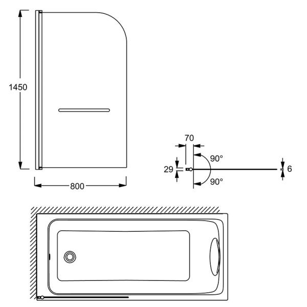 Шторка для ванны Jacob Delafon Odeon Up E4932-BL