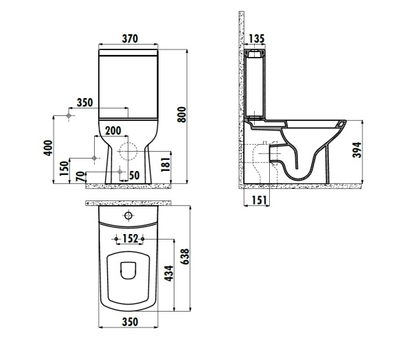 Унитаз напольный с функцией биде Creavit Lara LR360-00CB00E-0000