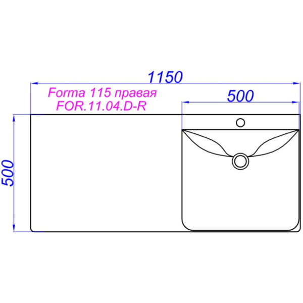 Раковины (115х50) Aqwella Forma 115 справа FOR.11.04.D-R